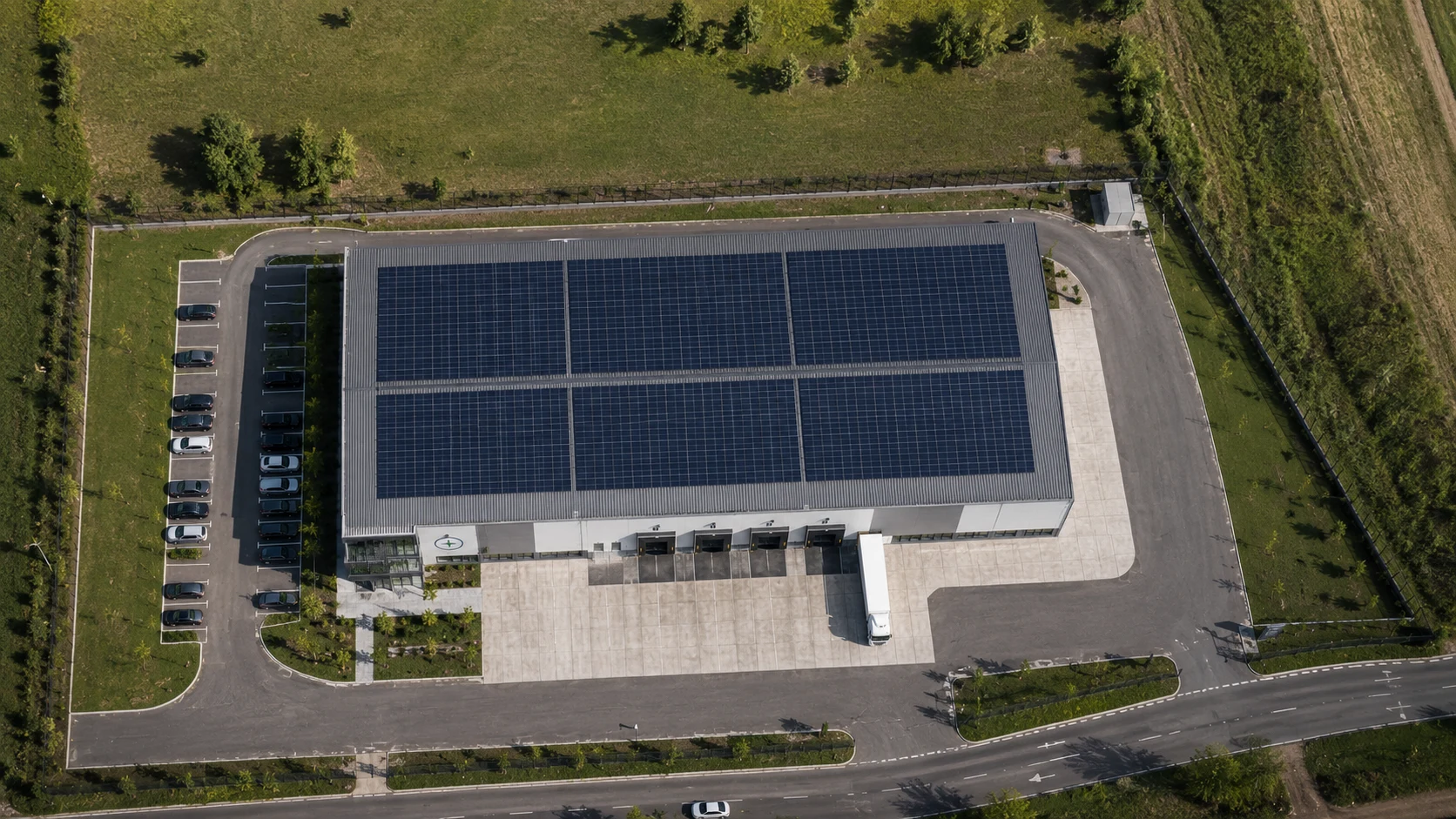 Luftperspektive einer Konzeptvisualisierung des Bavaria AeroTech Green Hub